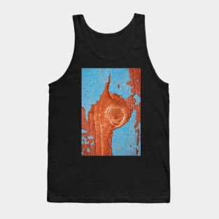 Abstract Blue and Red Painted Wood Tank Top